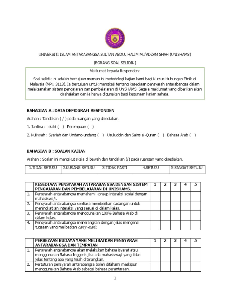 Contoh Soal Selidik Pdf