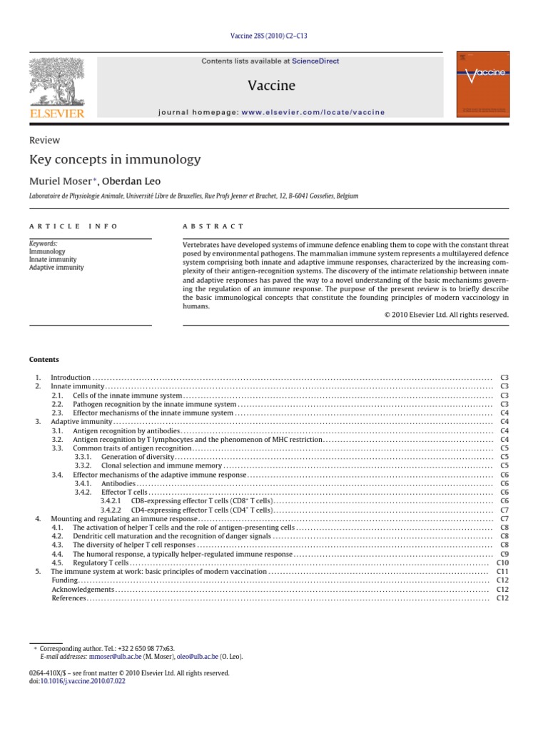 Key Concepts in Immunology: Vaccine | PDF | Immune System | Antibody