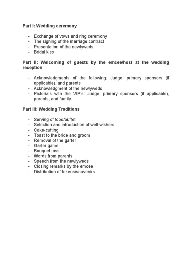 Wedding Ceremony and Reception Guide | PDF