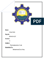 Name: Umar Amin Reg No: 2018-CH-227 Section: A Subject:: Thermodynamics 2 Lab