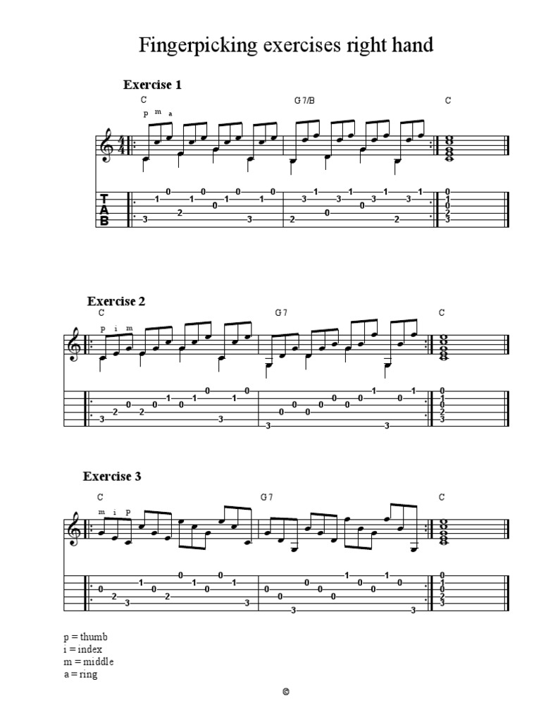 Fingerpicking Exercises Right Hand PDF Divertissement (Général)