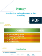 Numpy: Introduction and Applications To Data Processing