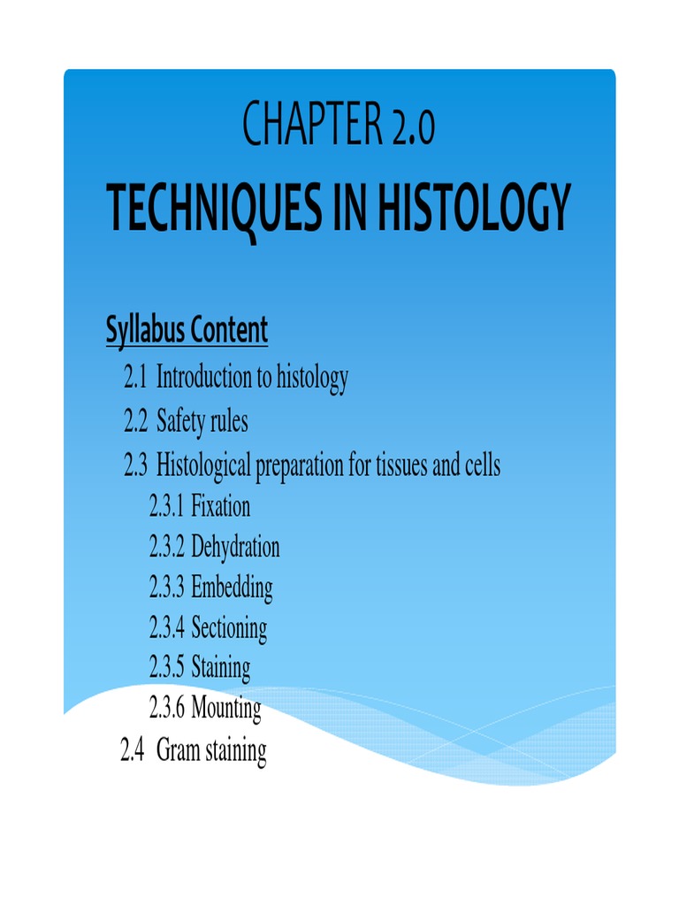 Chapter 2 Histology PDF PDF Fixation (Histology) Histology