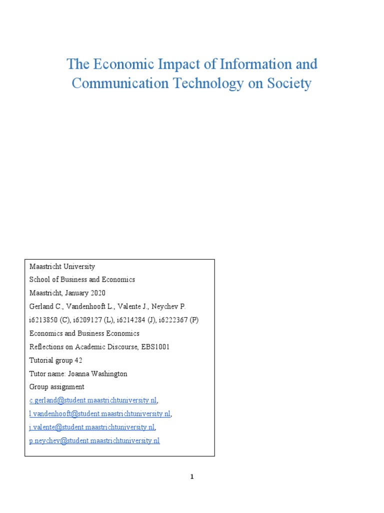 ICT's Economic Impact on Society | PDF | Economic Growth | Information ...