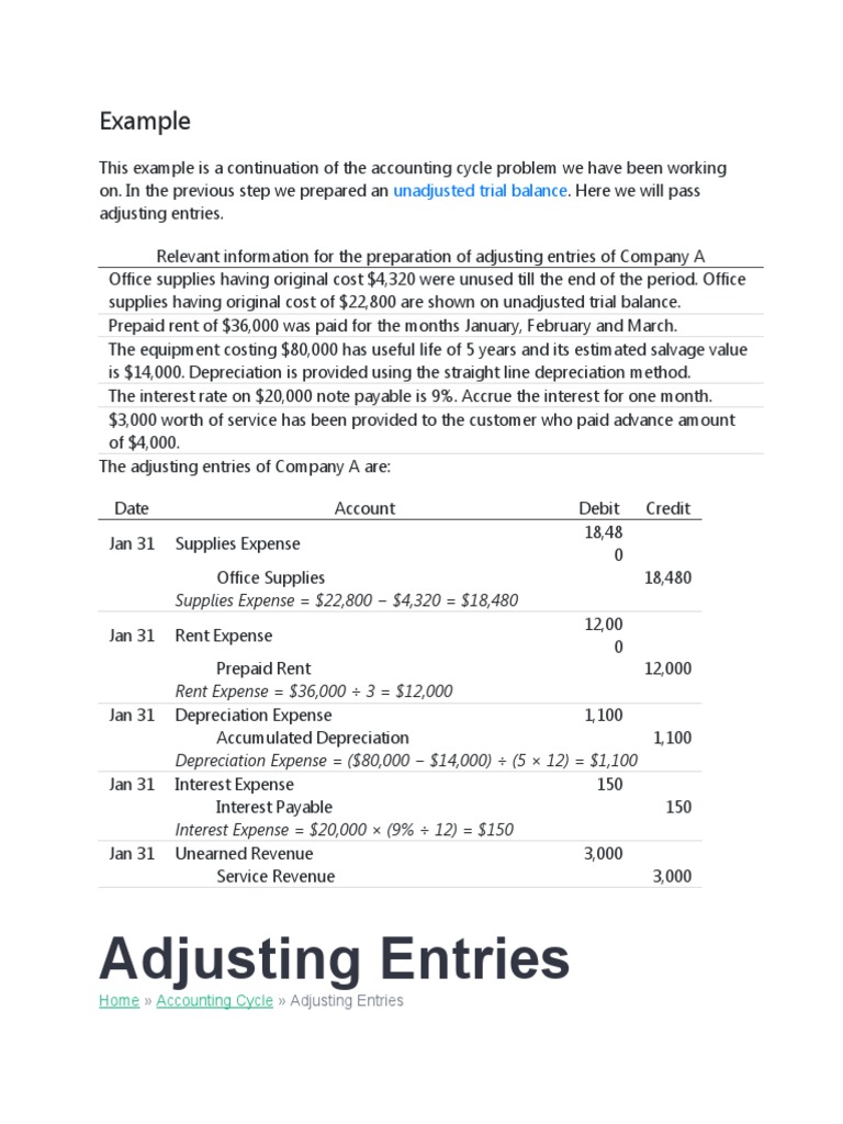 Adjusting Entries Example PDF Deferral Expense