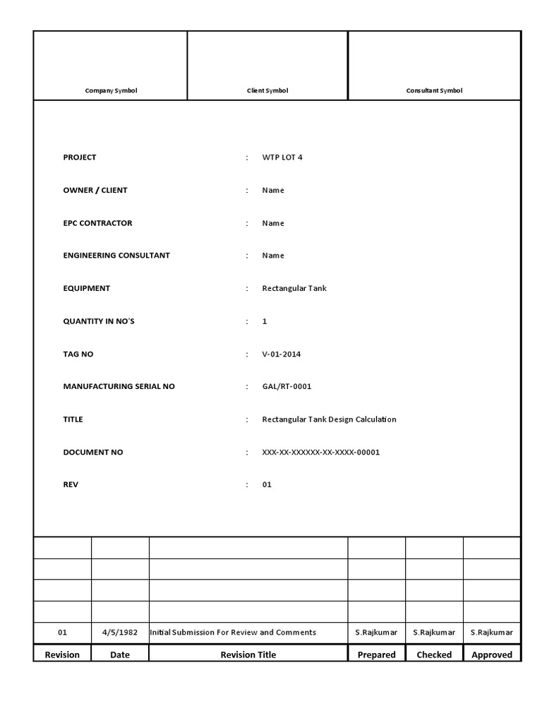 Rectangular Tank Design Calculations | PDF | Bending | Strength Of ...
