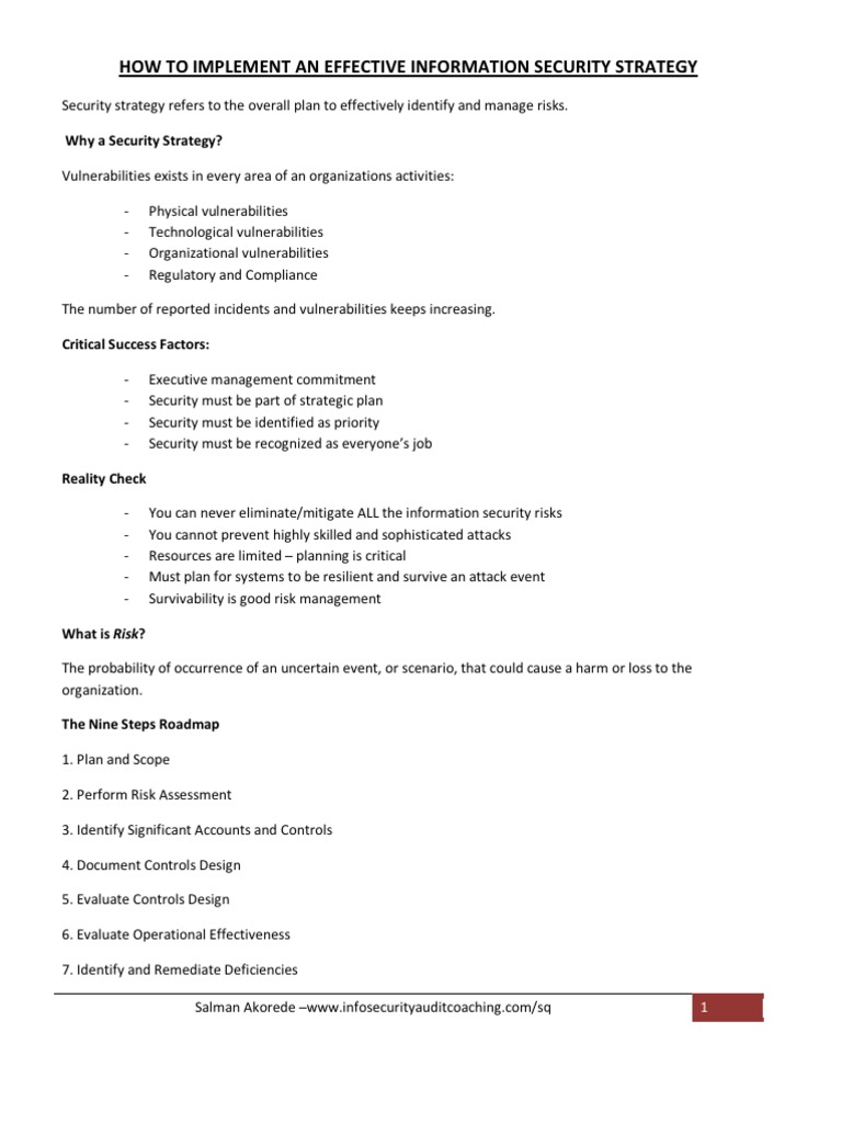 How To Implement An Effective Information Security Strategy Pdf
