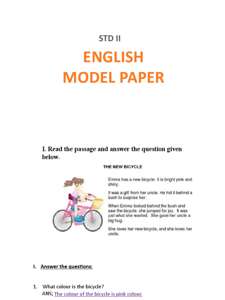 STD Ii: English Model Paper | PDF | Foreign Language Studies