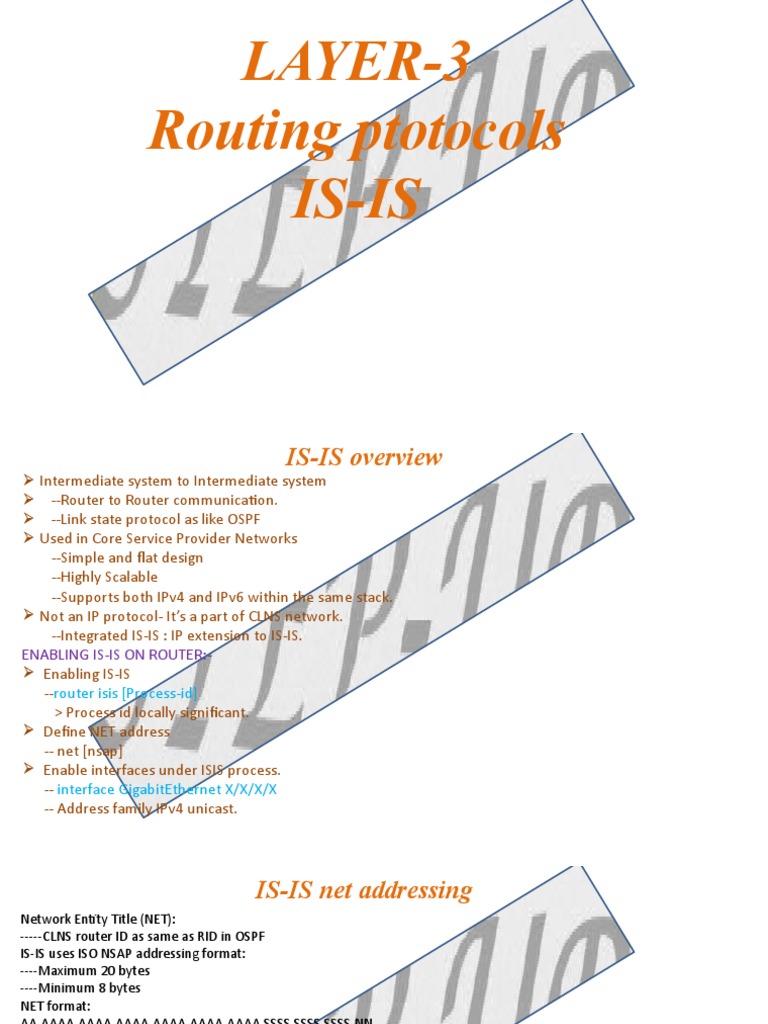 Layer-3 Routing Protocols-IS-IS | PDF | Internet Protocols | Computer ...