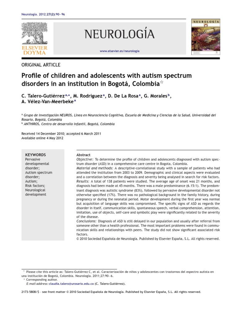 Profile of Children and Adolescents With Autism Spectrum Disorders in ...