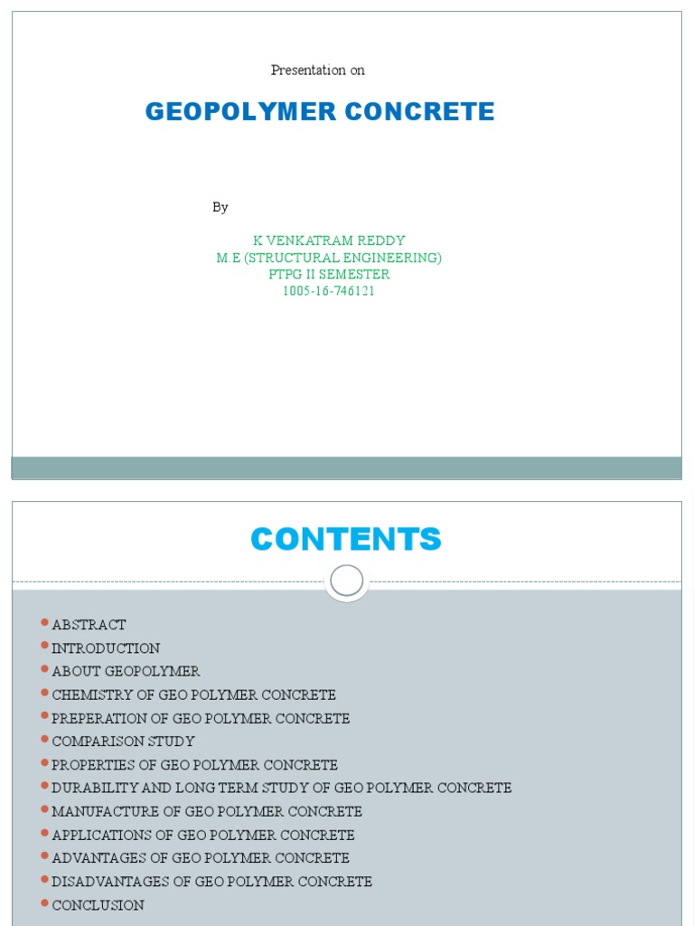 Geopolymer Concrete: Properties & Applications | PDF | Concrete | Cement