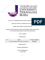 Journal Review Rural Development Model in Malaysia (Pad390) - Nurulhamizah (Am1104g)