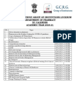 G.C.R.G Memorial Trust Group of Institutions Lucknow Department of Pharmacy Iic Calender ACADEMIC YEAR 2020-21