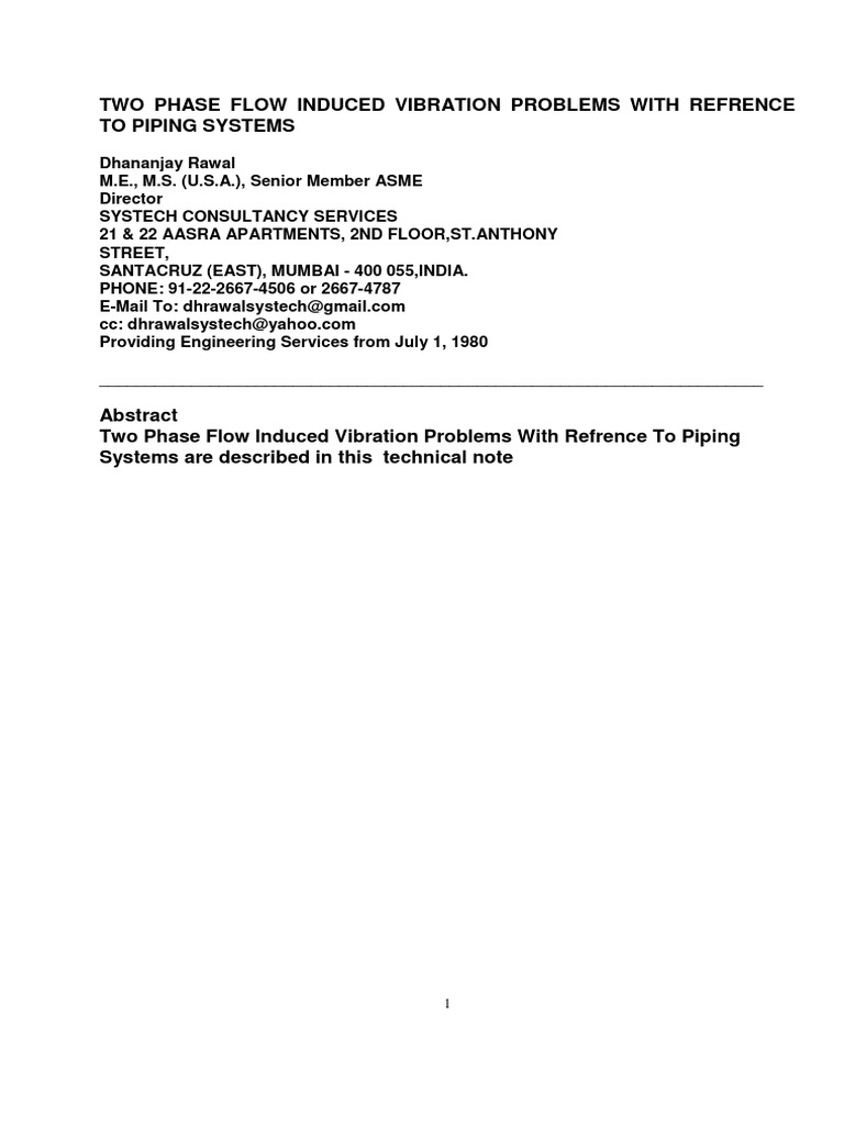 Two-Phase Flow Vibration Analysis | PDF | Fluid Dynamics | Materials ...