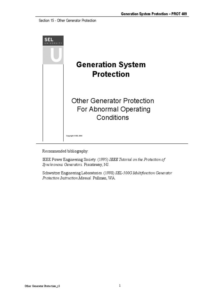 15 - Other Generator Protection - r4 | PDF | Engines | Electric Generator