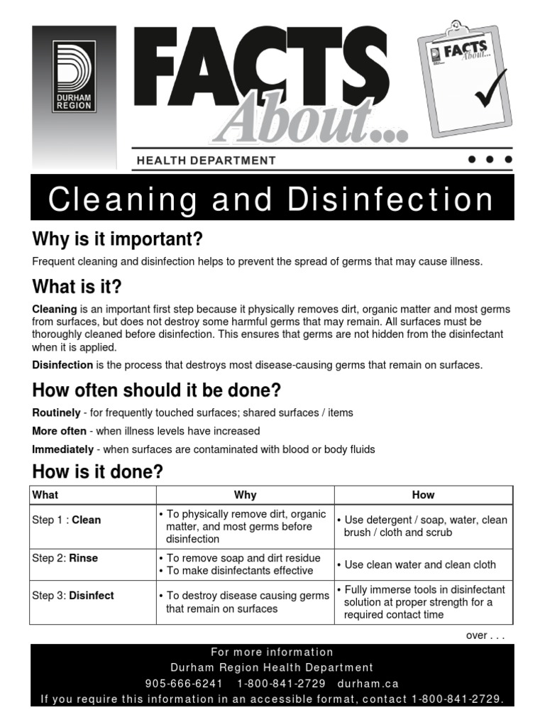 Cleaning and Disinfection Why Is It Important? What Is It? PDF