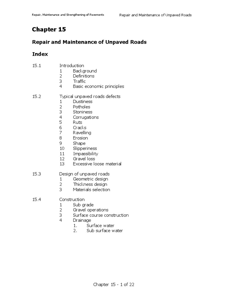 Unpaved Roads: Repair and Maintenance Guide | PDF | Road | Road Surface