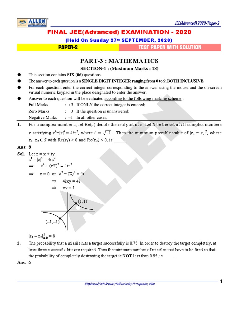 Paper 2 Paper With Solution Maths | PDF | Plane (Geometry) | Numbers