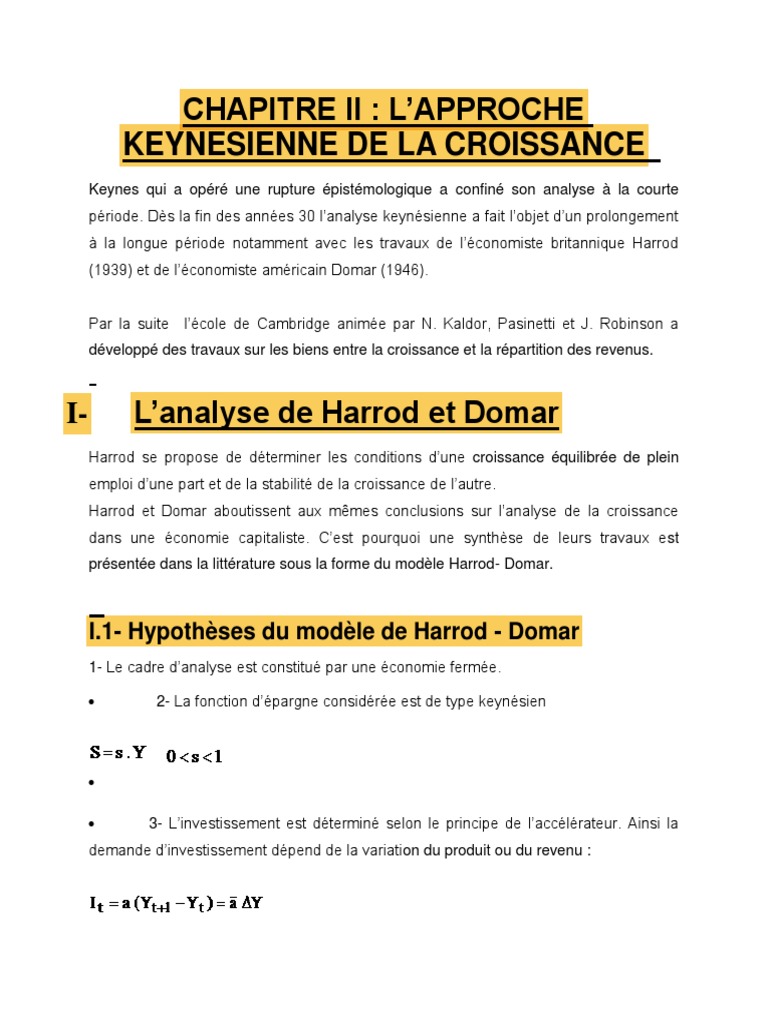 Comment Explique Instabilite Croissance Schema Synthese Cours Chapitre 2 Croissance | PDF | Profit (Comptabilité) | Croissance économique