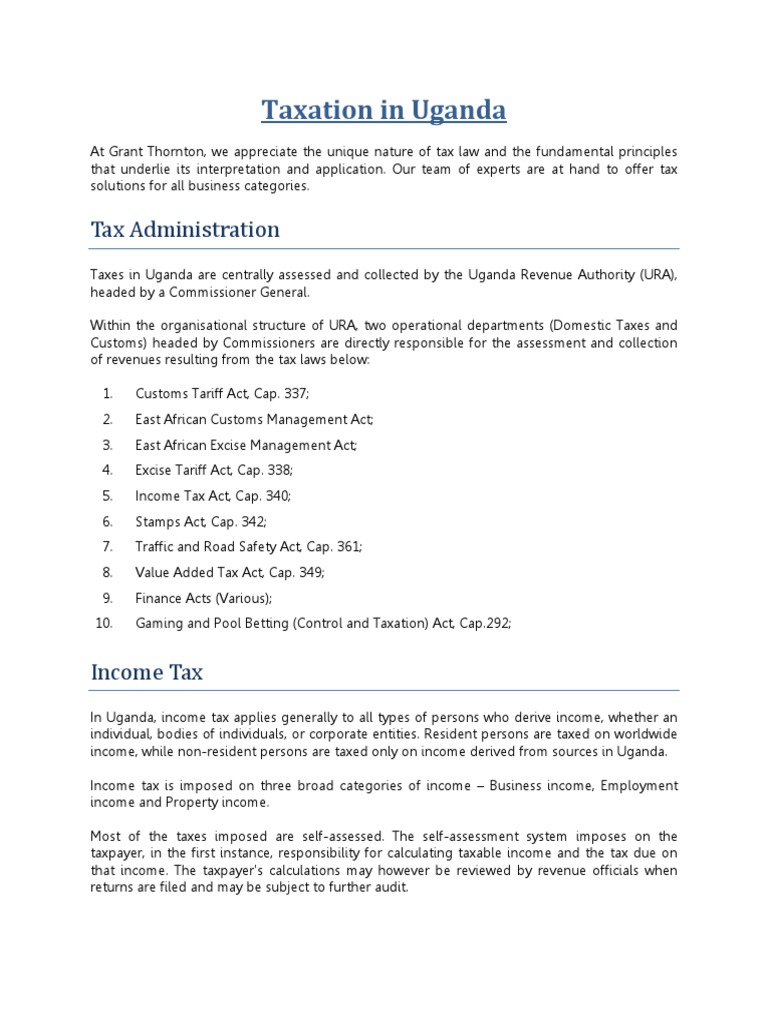 Overview of Uganda's Tax System | PDF | Withholding Tax | Value Added Tax