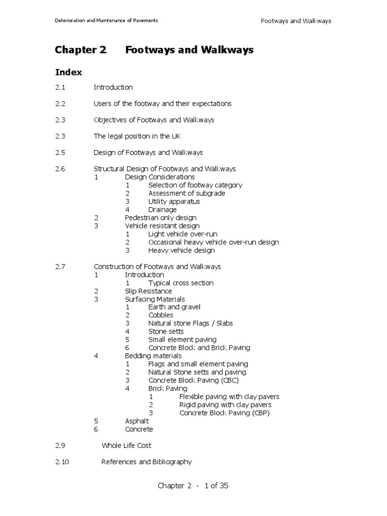 Chapter 2 - Footways and Walkways | PDF | Sidewalk | Road Surface