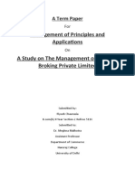 Management of Principles and Applications A Study On The Management of Zerodha Broking Private Limited