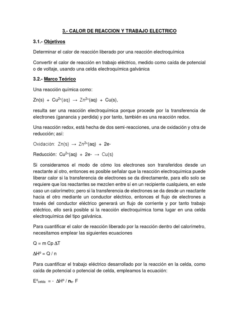 Laboratorio 3 Electro PDF | PDF | Redox | Electroquímica