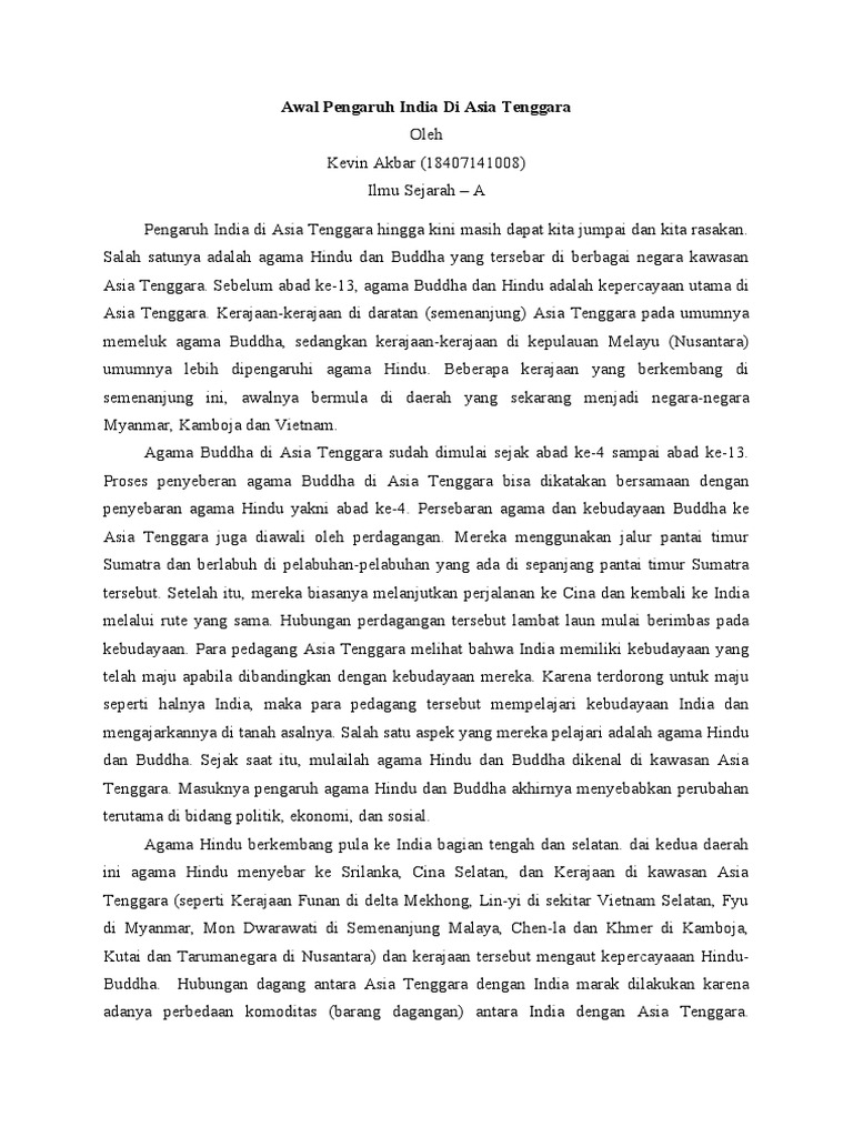 Pengaruh India Di Asia Tenggara Pdf