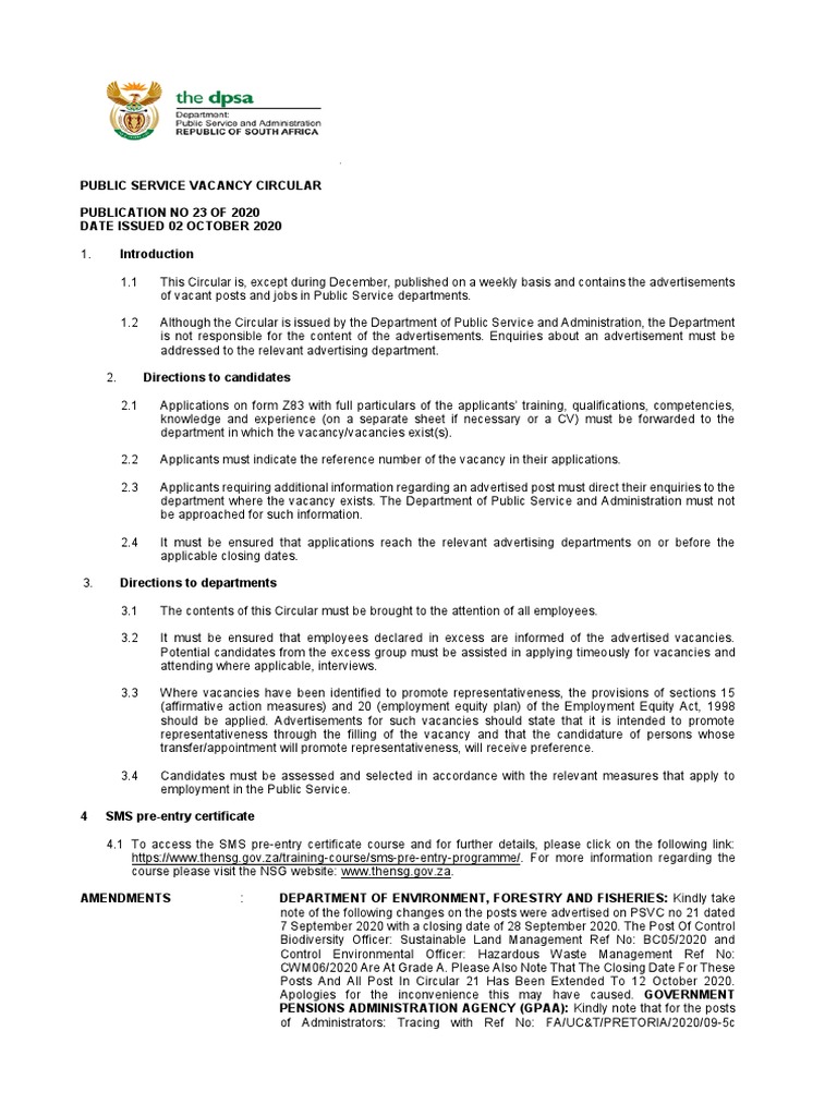 Circular 23 2020 | PDF | Affirmative Action | Vocational Education