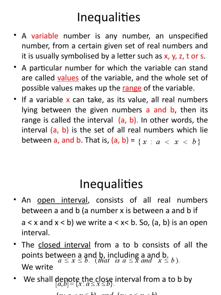 Understanding Inequalities and Intervals | PDF | Analysis ...