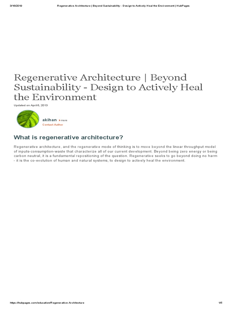 Regenerative Architecture Explained | PDF | Sustainability | Waste