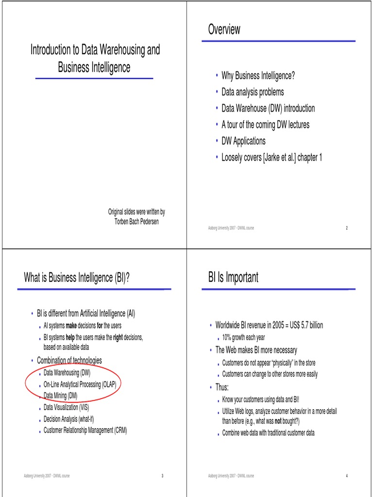 Data Warehousing and Business Intelligence Overview | PDF | Data ...