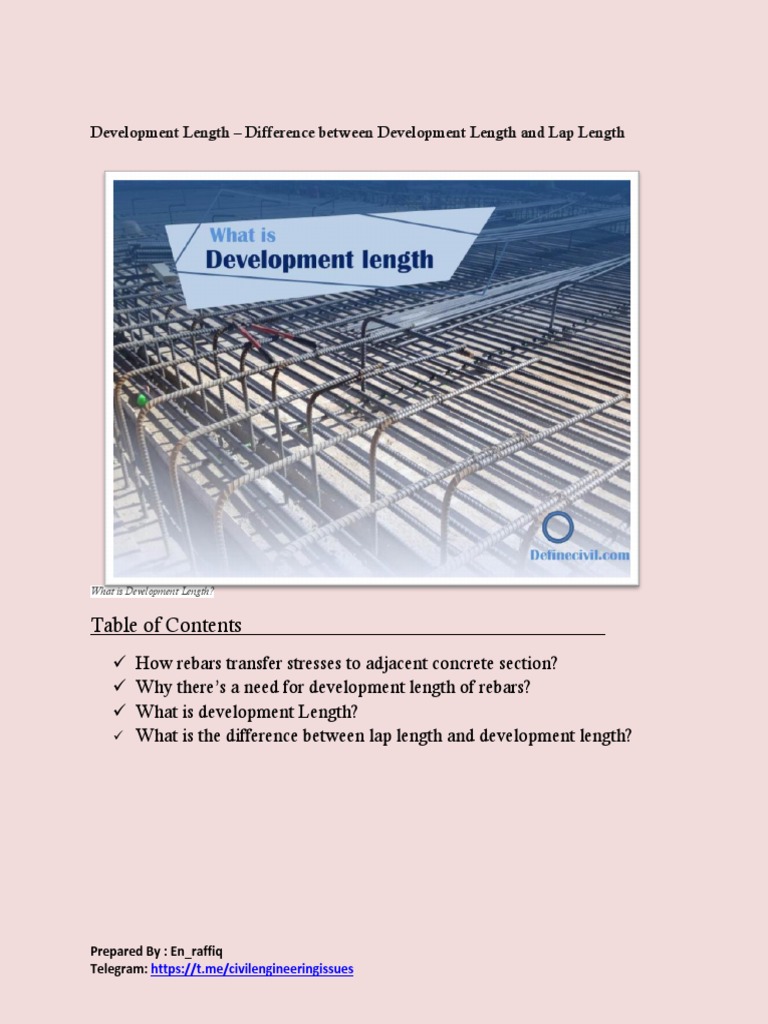 Development Length Difference Between Development Length and Lap