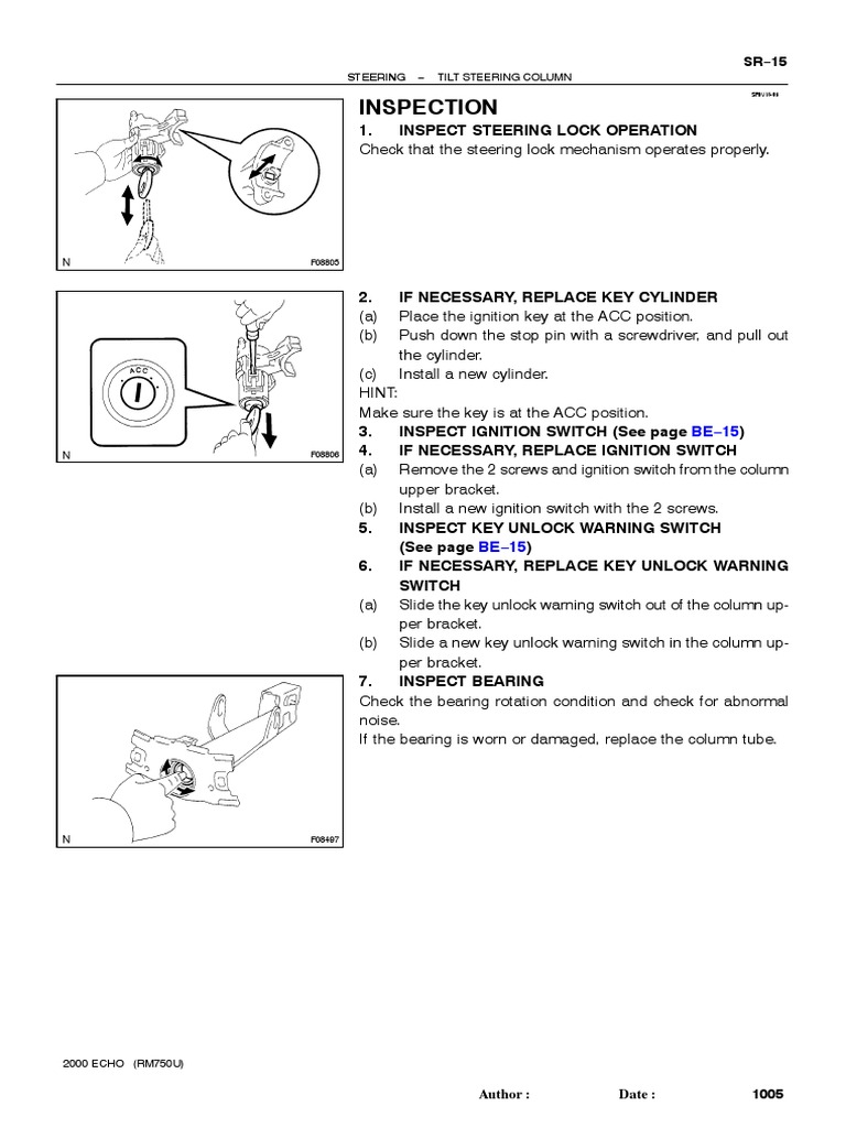 Tilt Steering Column Inspection PDF