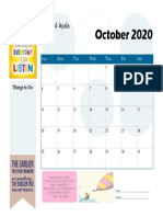 October 2020 calendar with tasks