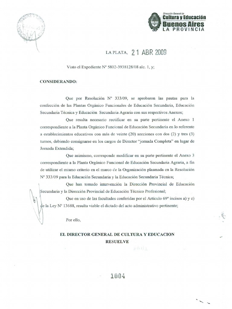 7c-2009 - Resolucion 1004 - Confeccion de POF - Rectifica Resolucion ...