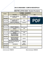 Curso Arquitetura Urbanismo Horário Provisório