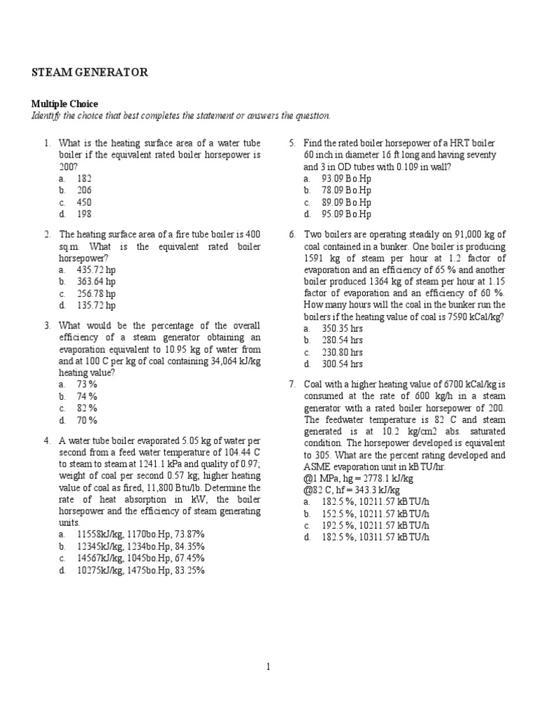 Steam Generators PDF Boiler Horsepower