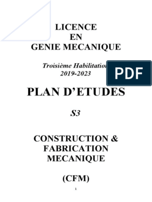 Fiche d'identité de la spécialité: Construction Mécanique - CRAFE