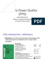 Electric Power Quality (EPQ) : Industrial Electronics Master's in Industrial Engineering 6 and 20 February 2020