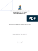 Movimento Uniformemente Variado: Universidade Federal Da Paraíba Departamento de Física Física Experimental I