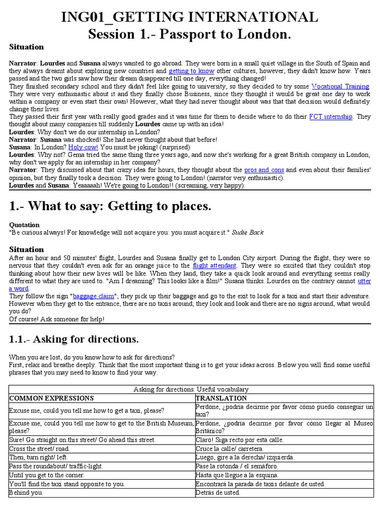Internship Adventure in London | PDF | Question | Verb