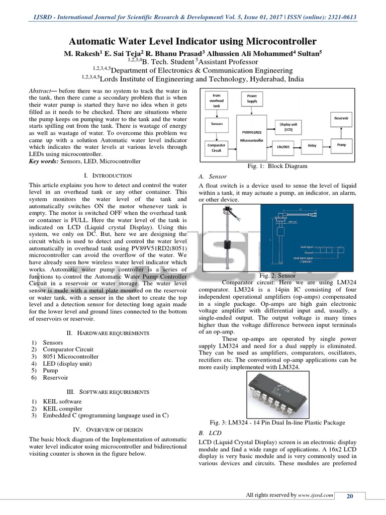 Automatic Water Level Indicator using Microcontroller | PDF ...