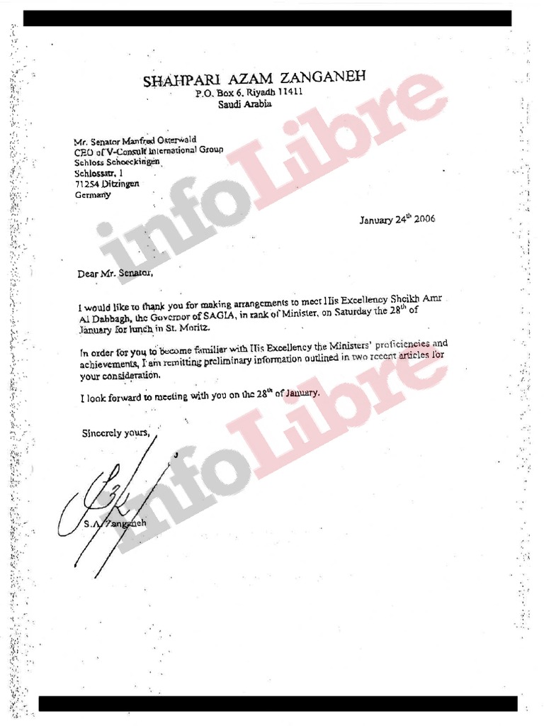 Carta de Shahpari Zanganeh A Manfred Osterwald PDF