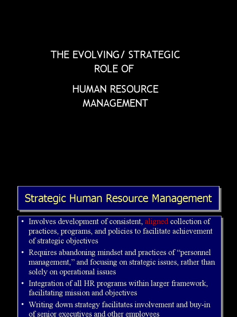 The Evolving/ Strategic Role of Human Resource Management | PDF ...