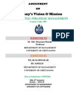 Assignment of Company Vision and Mission