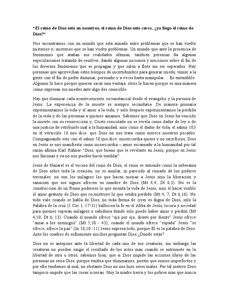 ¿El Reino de Dios Esta Cerca | PDF | La resurrección de Jesús | Reinado ...