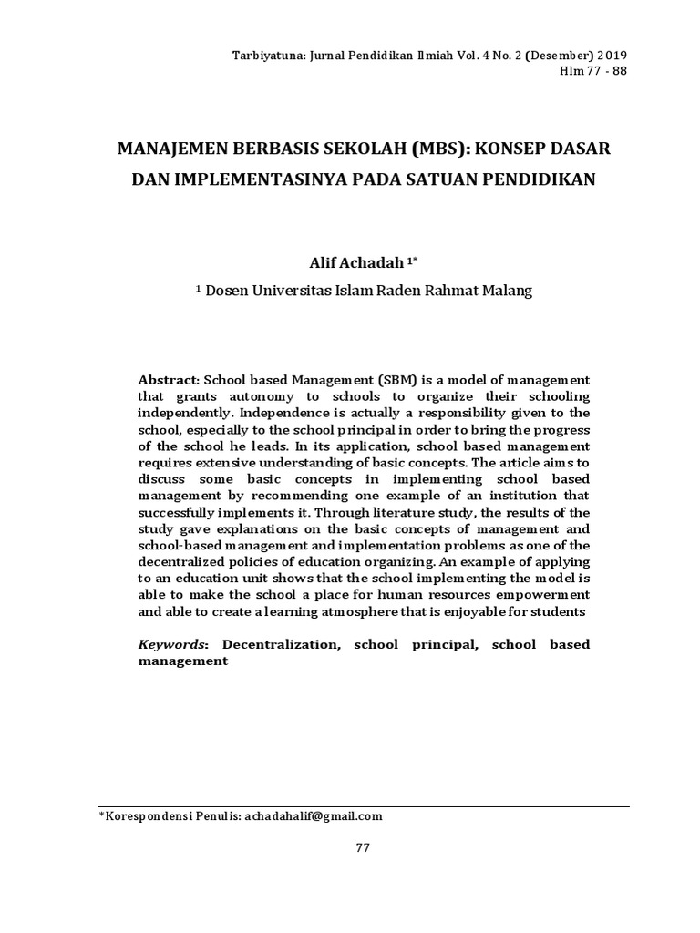 Implementasi Manajemen Berbasis Sekolah | PDF