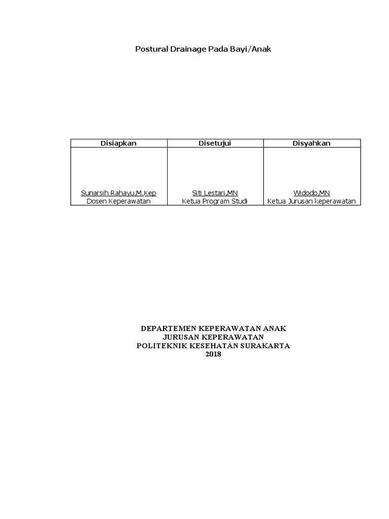 Sop Postural Drainage | PDF