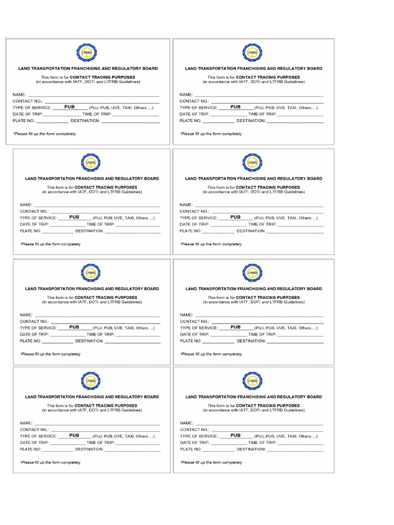 Contact Tracing Form PDF